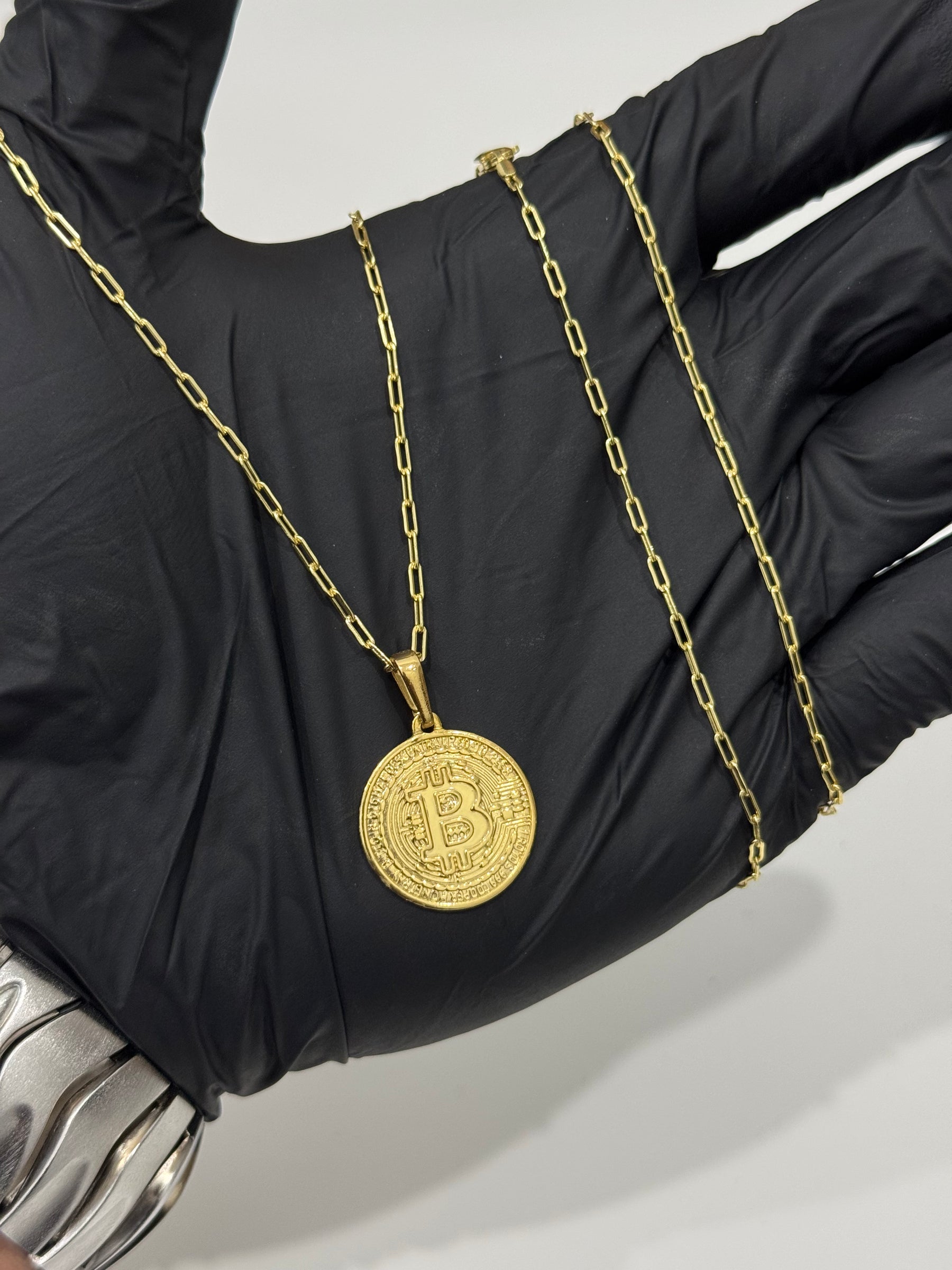 Friso Cartier 1mm Pingente Bitcoin - tamanho 70cm