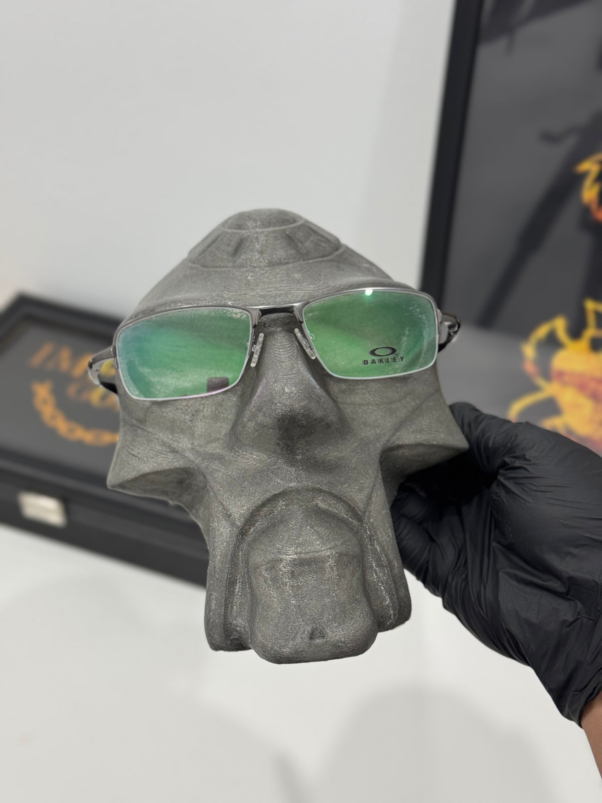 Lupa do Vilão Cinza Espacial Borracha Preta Lente Camaleão Perna curva