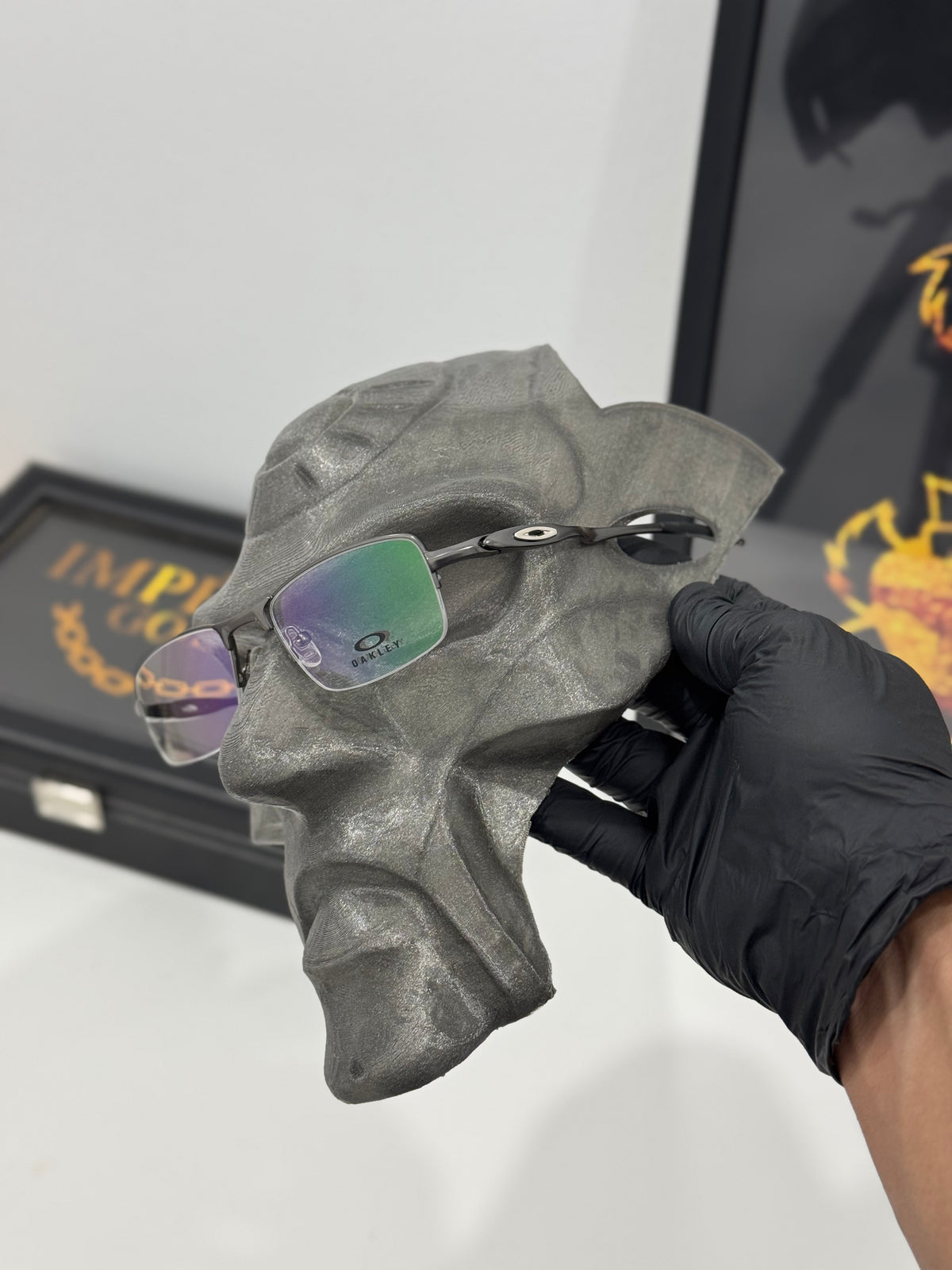 Lupa do Vilão Cinza Espacial Borracha Preta Lente Camaleão Perna curva