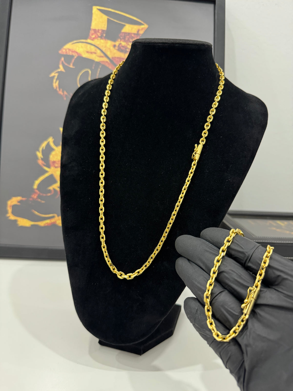 Friso Cadeado 5mm 70cm + Pulseira 5mm - tamanho 22cm