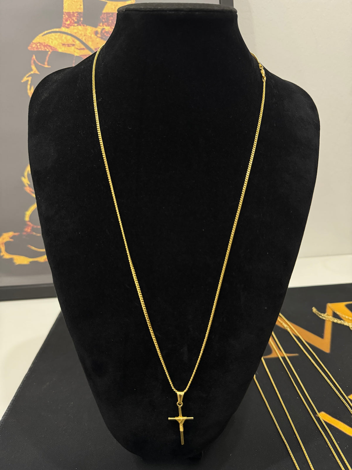 Friso Grumet 1mm pingente Cruz - 70cm