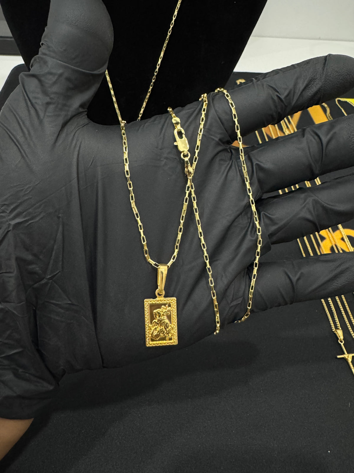 Friso tijolinho 1mm pingente são jorge - 70cm