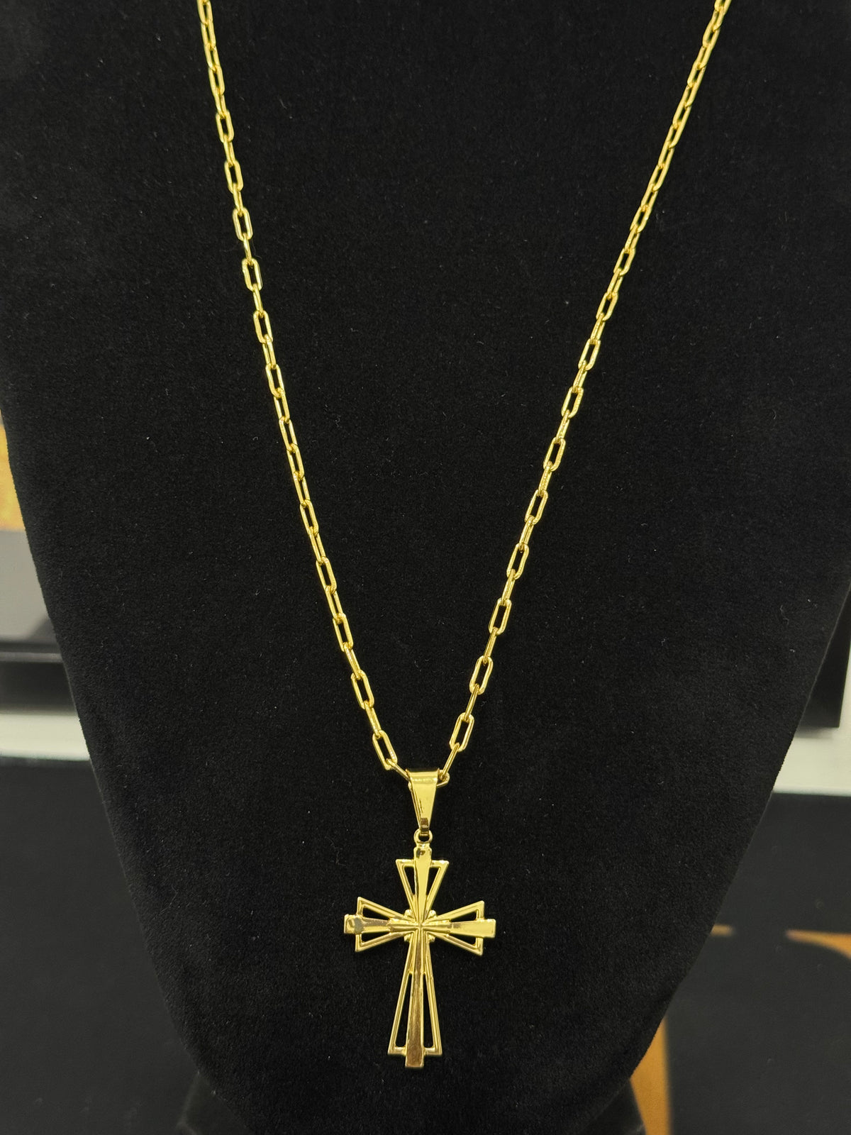 Friso cartier 3mm pingente cruz - 70cm