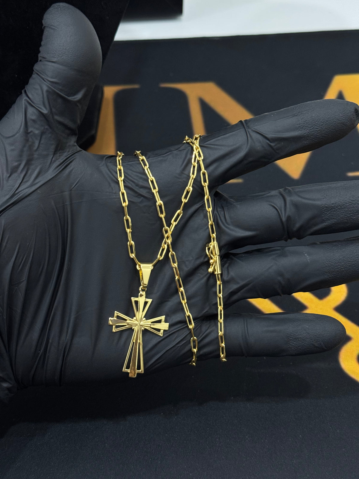 Friso cartier 3mm pingente cruz - 70cm