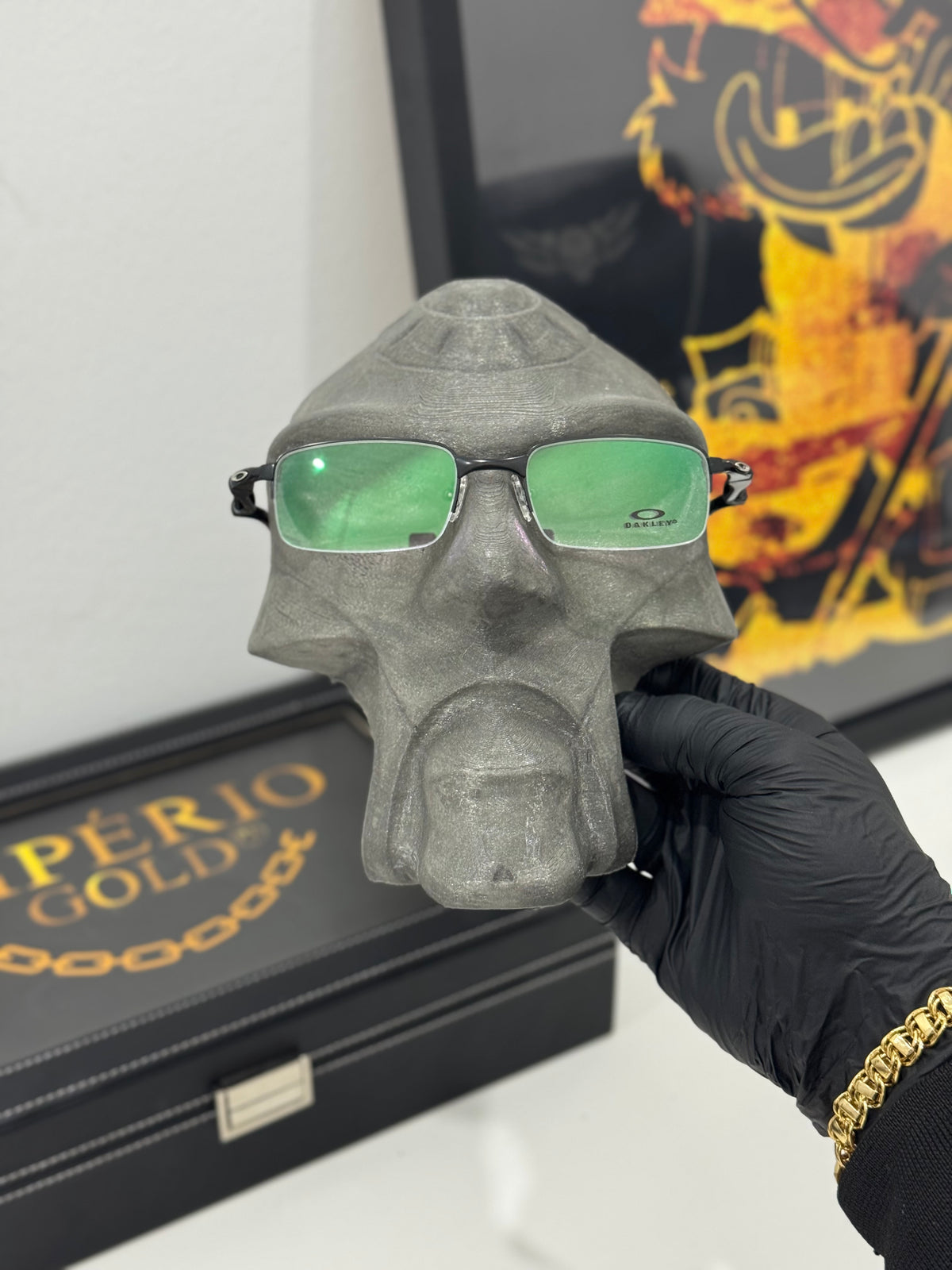 Lupa vilão Mola Preto Lente Camaleão borracha Preta