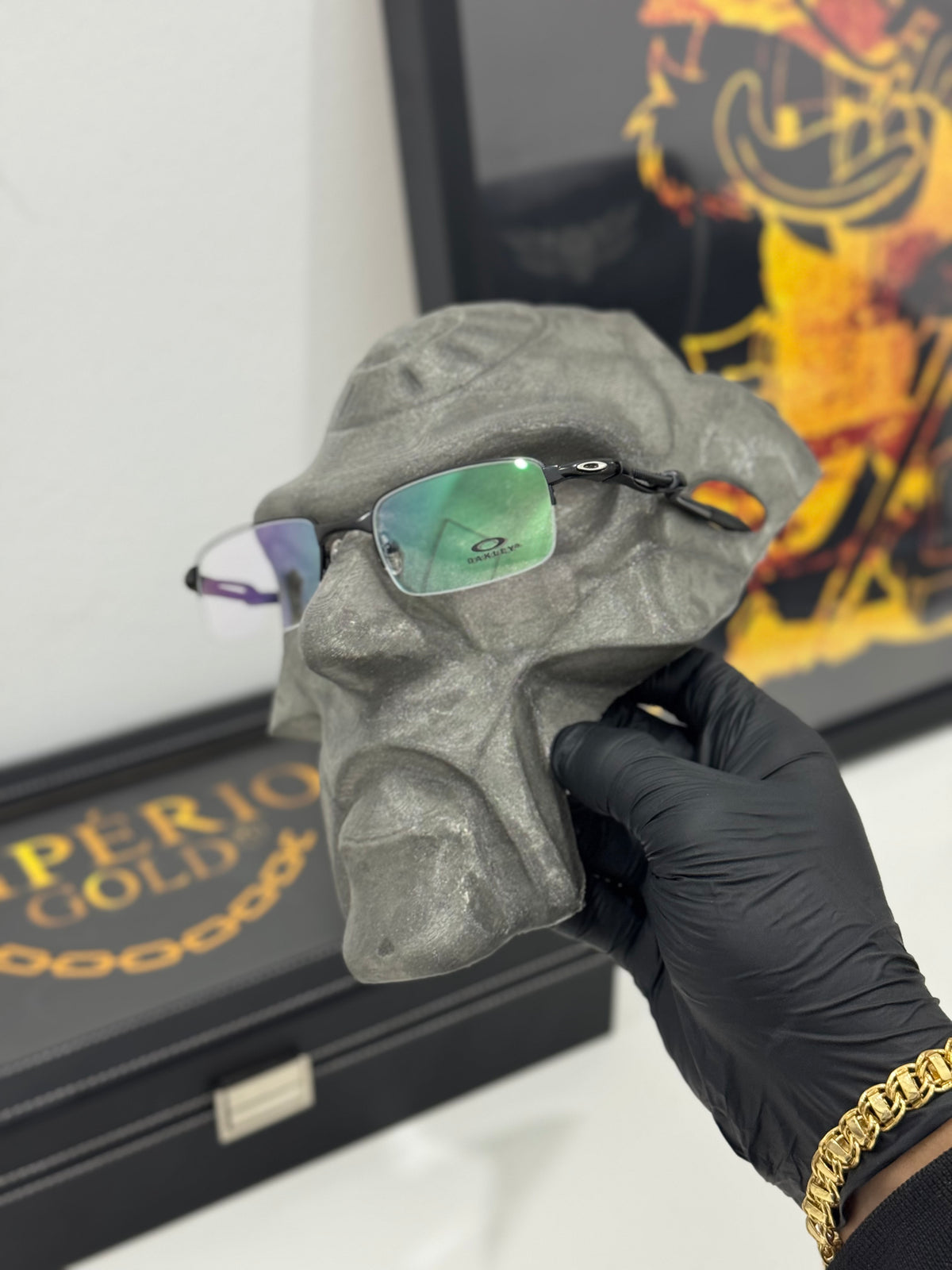 Lupa vilão Mola Preto Lente Camaleão borracha Preta