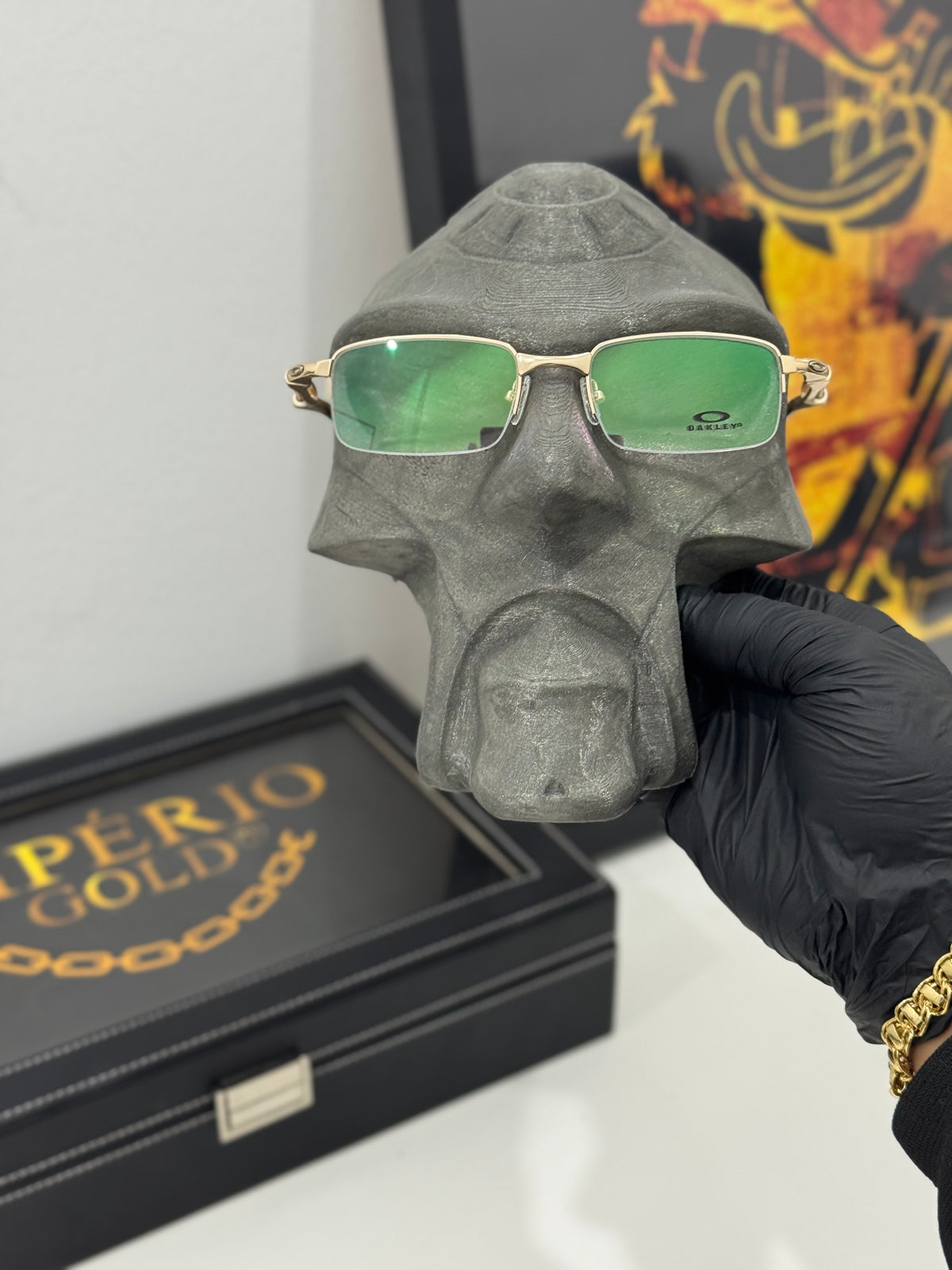 Lupa do Vilão  Mola Dourado Lente Camaleão borracha Branca