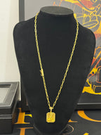 Friso Cartier 5mm  tamanho 70cm + Pingente Placa 7 Cravejado - banhado a ouro 18k