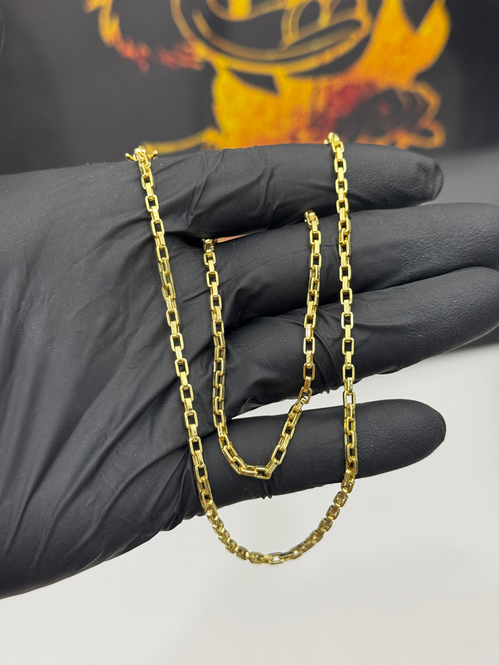 Friso Tijolinho 3mm - tamanho 70cm  banhado a ouro 18k