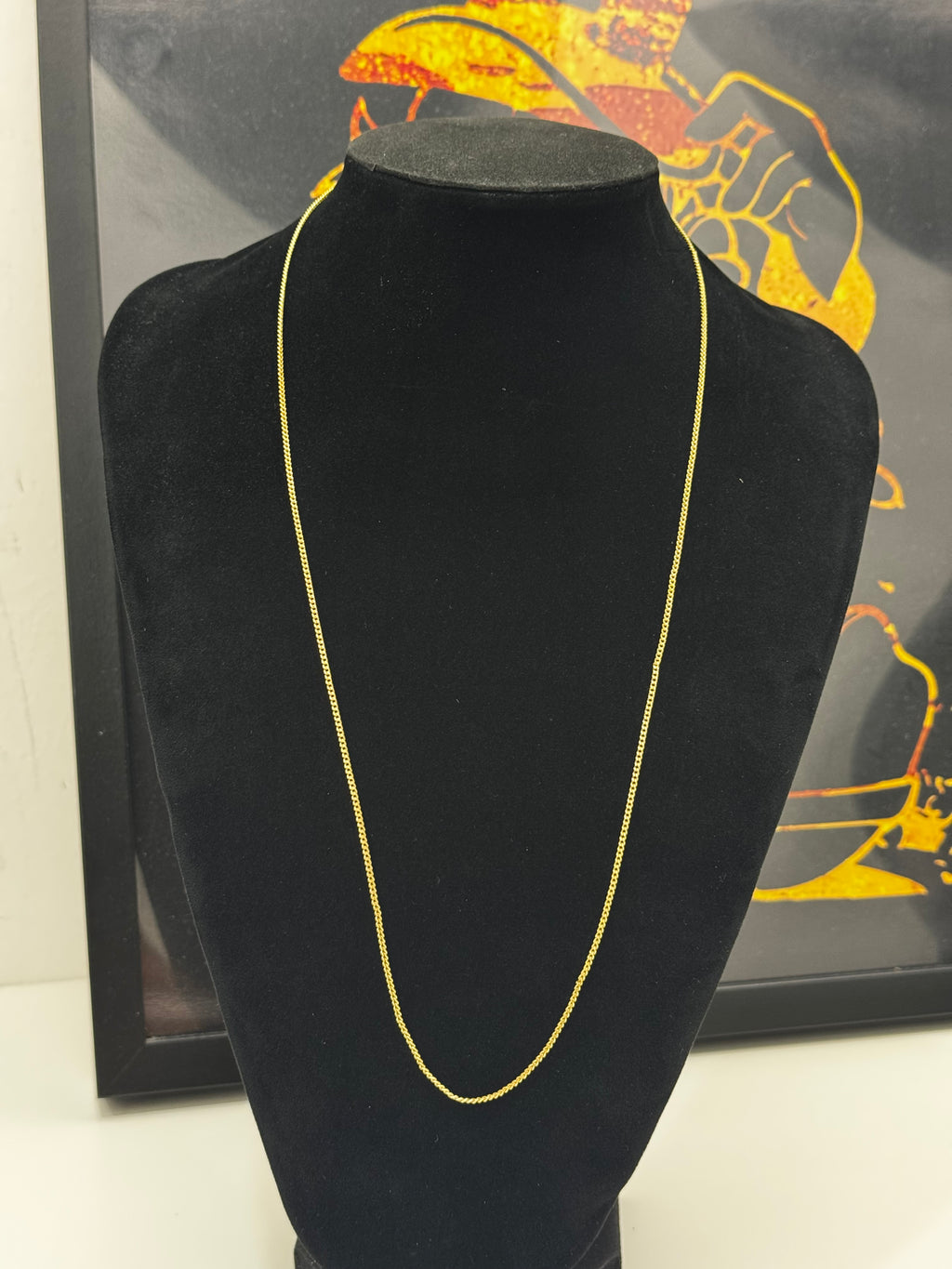 Friso Grumet 1mm - tamanho 70cm  banhado a ouro 18k