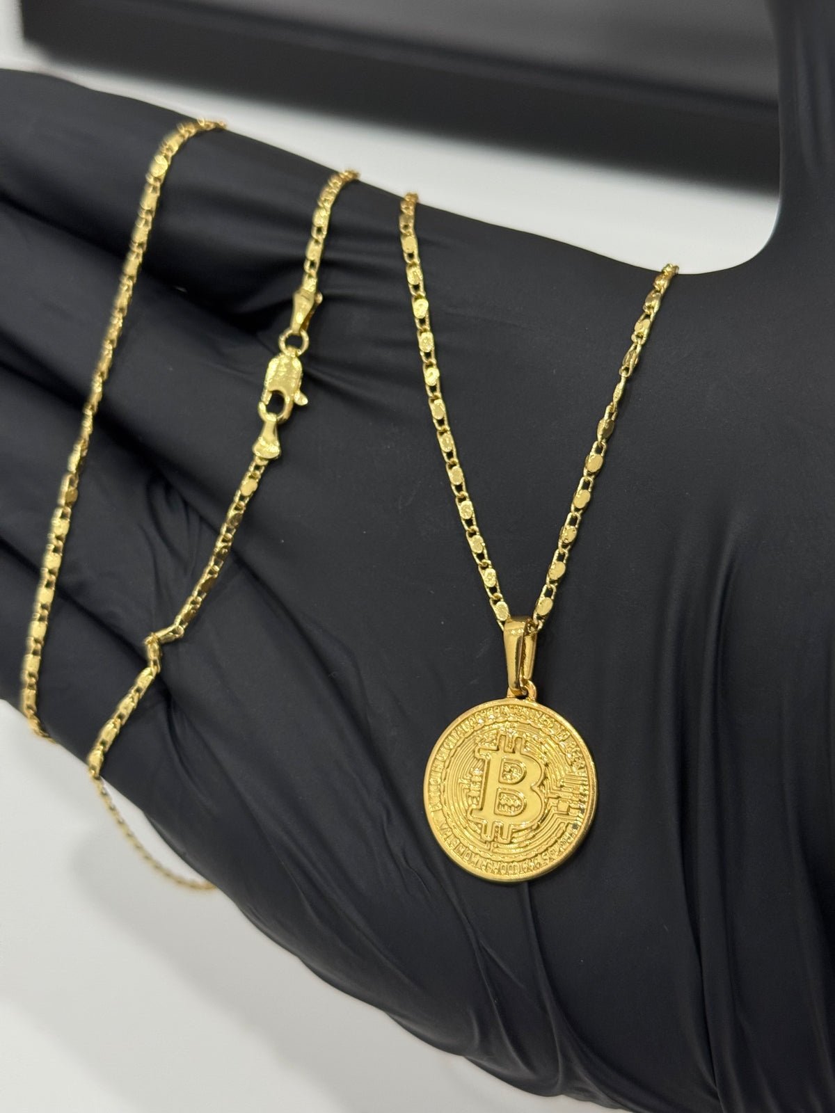 Friso Piastrini 1mm - Pingente Bitcoin - tamanho 70cm