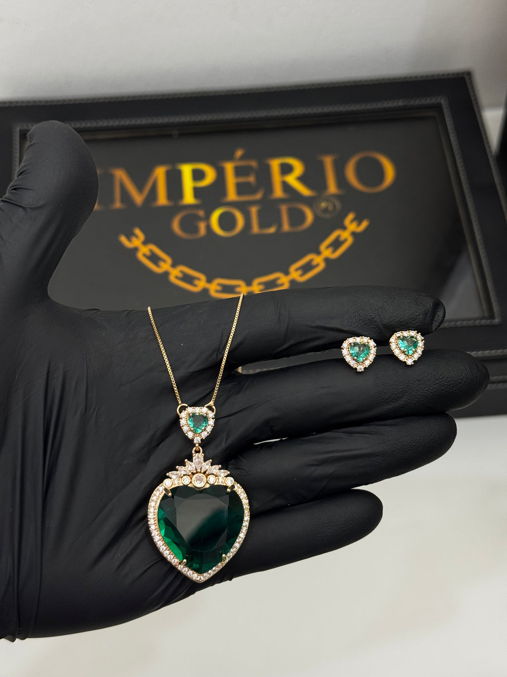 Conjunto Coração Pedraria Verde