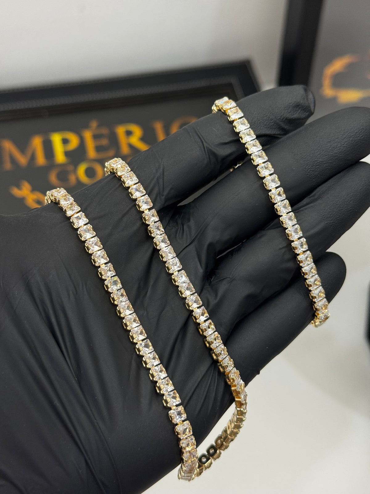 Conjunto Riviera Clássico Cravejado Cordão + Pulseira