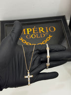 Conjunto Bracelete + colar em Ródio