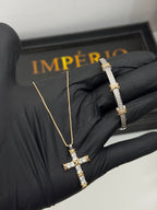 Conjunto Bracelete + colar em Ródio