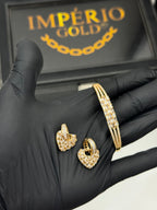 Conjunto Bracelete + Brincos Cravejado