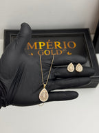 Conjunto Brincos+ Colar banho ouro