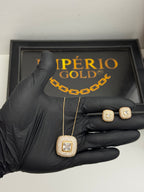 Conjunto Brincos+ colar banho de ouro