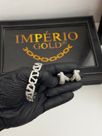 Conjunto Bracelete + brincos banho ouro branco (Cópia)