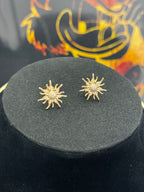 Conjunto Brincos + Gargantilha de sol, banho de ouro