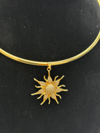 Conjunto Brincos + Gargantilha de sol, banho de ouro