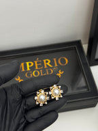 Brinco Pérola  banho de ouro