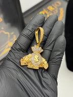 Pingente $ cravejado - Banhado a ouro 18k - para cordão 5mm até 10mm
