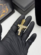 Pingente Cravejado - Banhado a ouro 18k - para cordão 3mm até 7mm