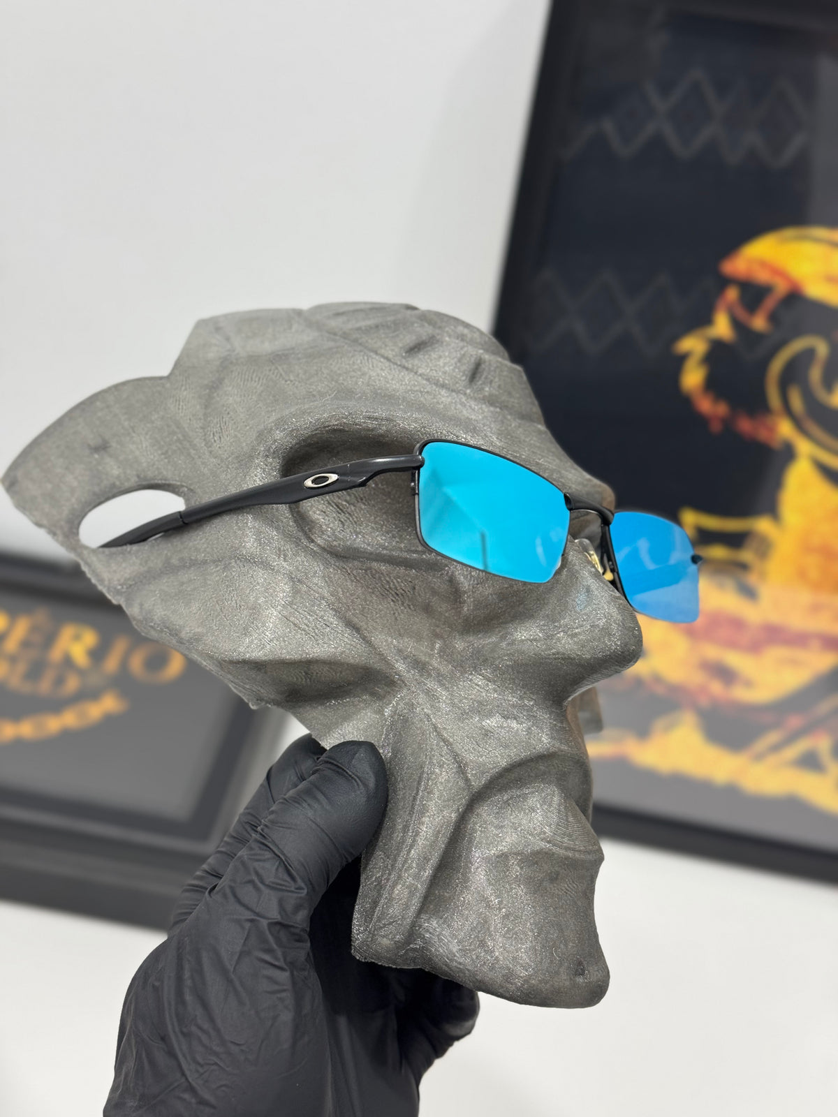 Óculos de Sol Lupa do Vilão Preto Lente Azul Ice Thug