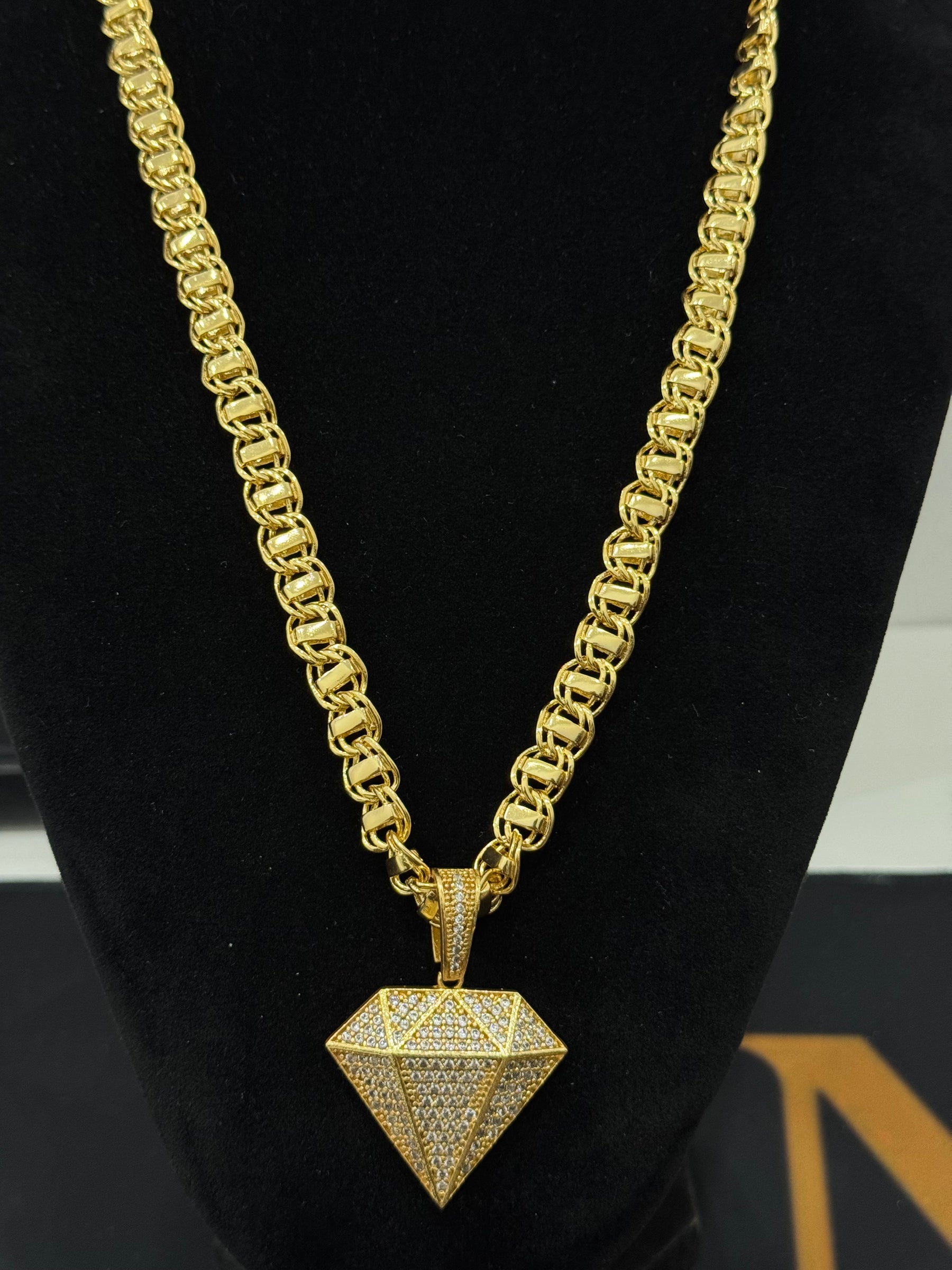 Friso dubai pingente diamante  - 8mm\70cm + pulseira 21cm